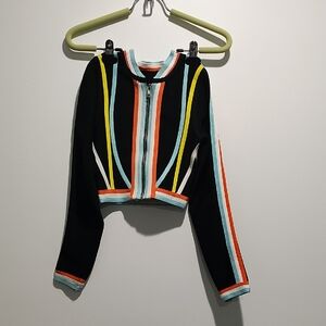 Colorful Striped Cropped Jacket